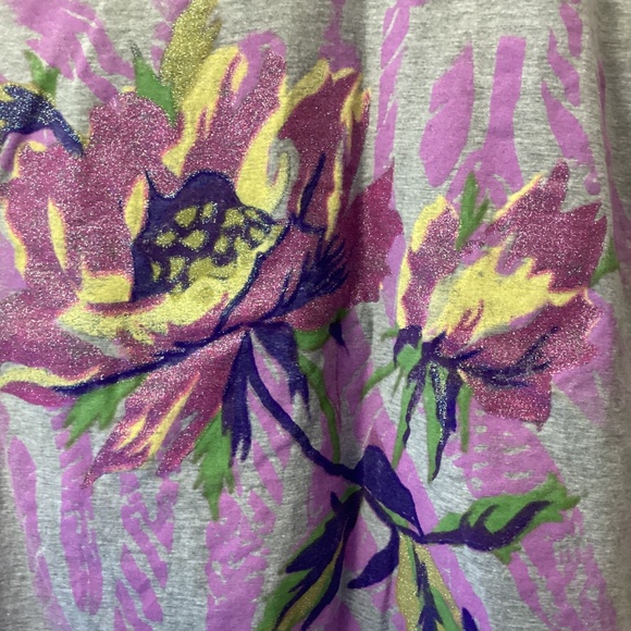 Women’s Hanes JMS Just My Size Flower Sparkly Short Sleeve Tee Shirt 1X - Picture 3 of 6